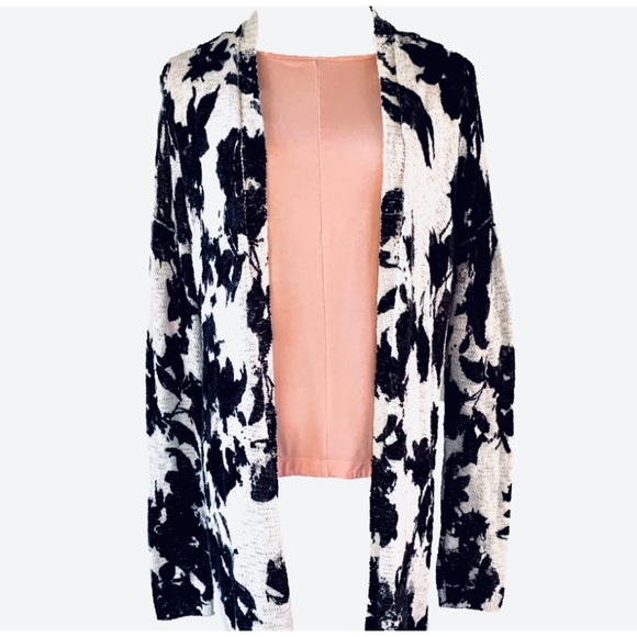 tokyo Darling Sweaters - Tokyo Darling Long Open Front Floral Sweater